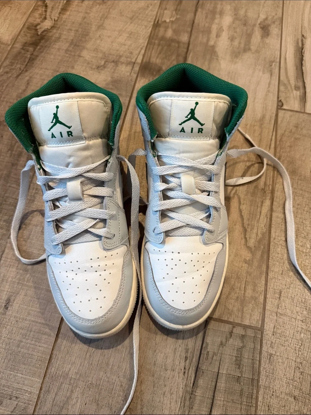 Jordan Kids White and Green High-Top Sneakers